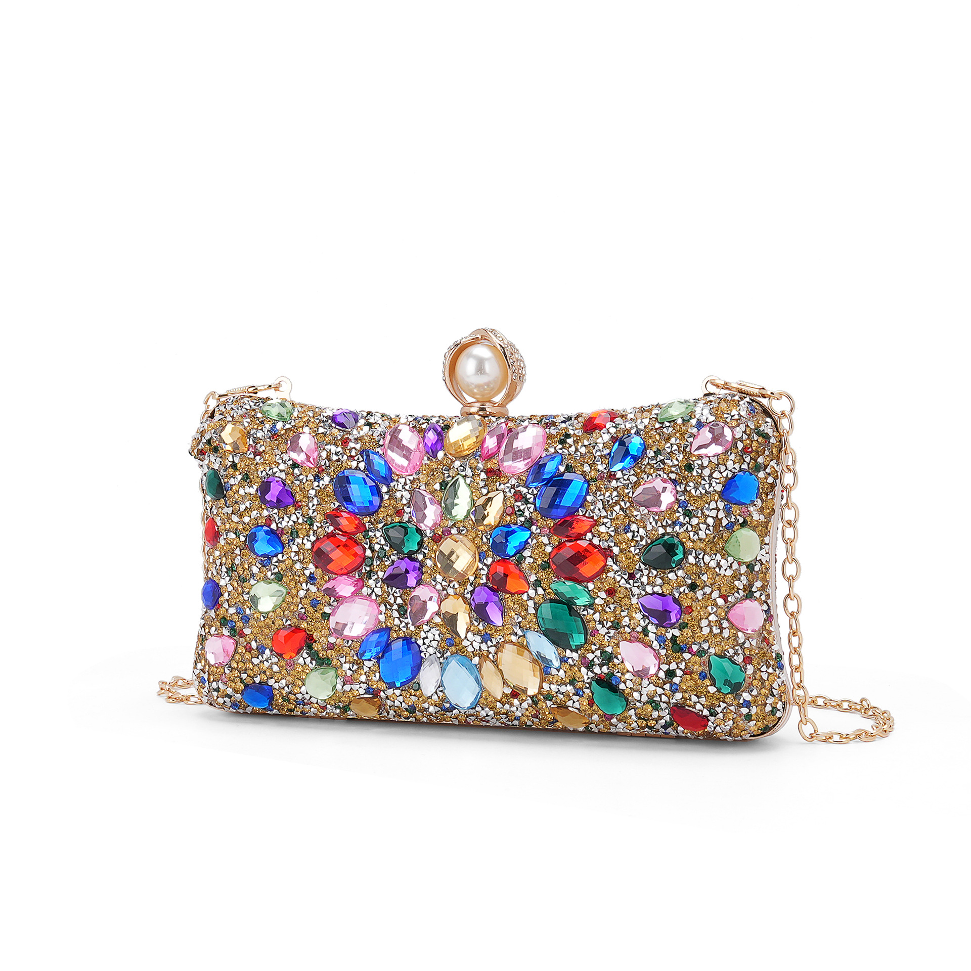 Women Handheld Bags - Colored Sparkling Gemstones Colored Bags Spot