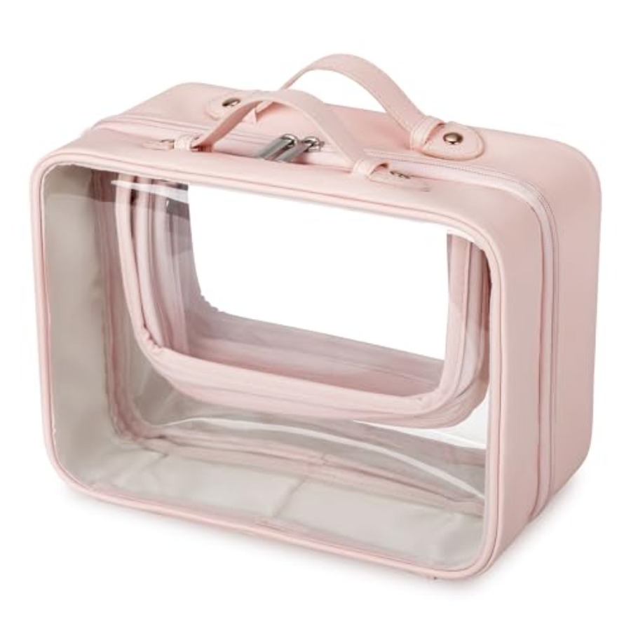 Women Bags Leather - TSA Approved Toiletry Bag, Clear Makeup