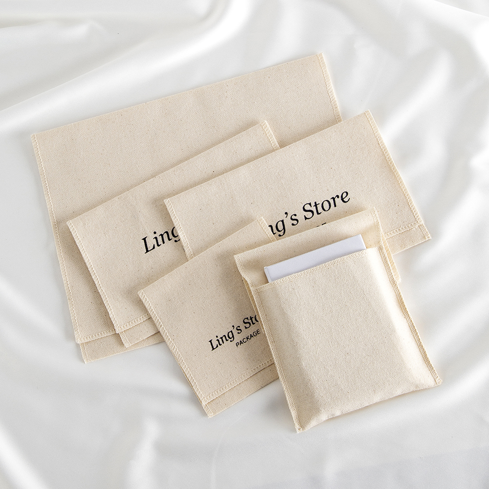 Flap Bag Envelope - Custom Logo Canvas Cotton Muslin Jewelry