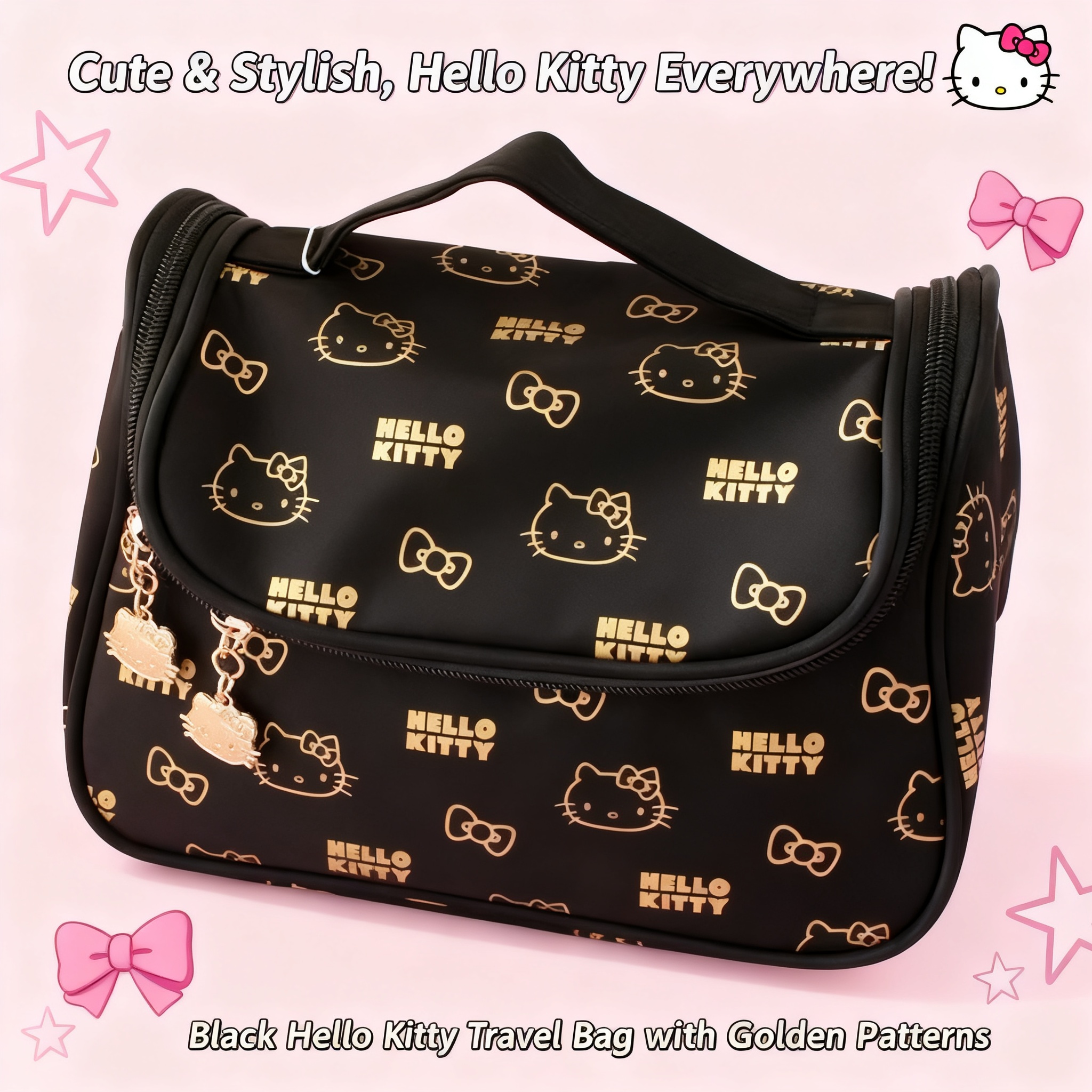Women Handheld Bags - Hello Kitty Cartoon Cute Cat Makeup