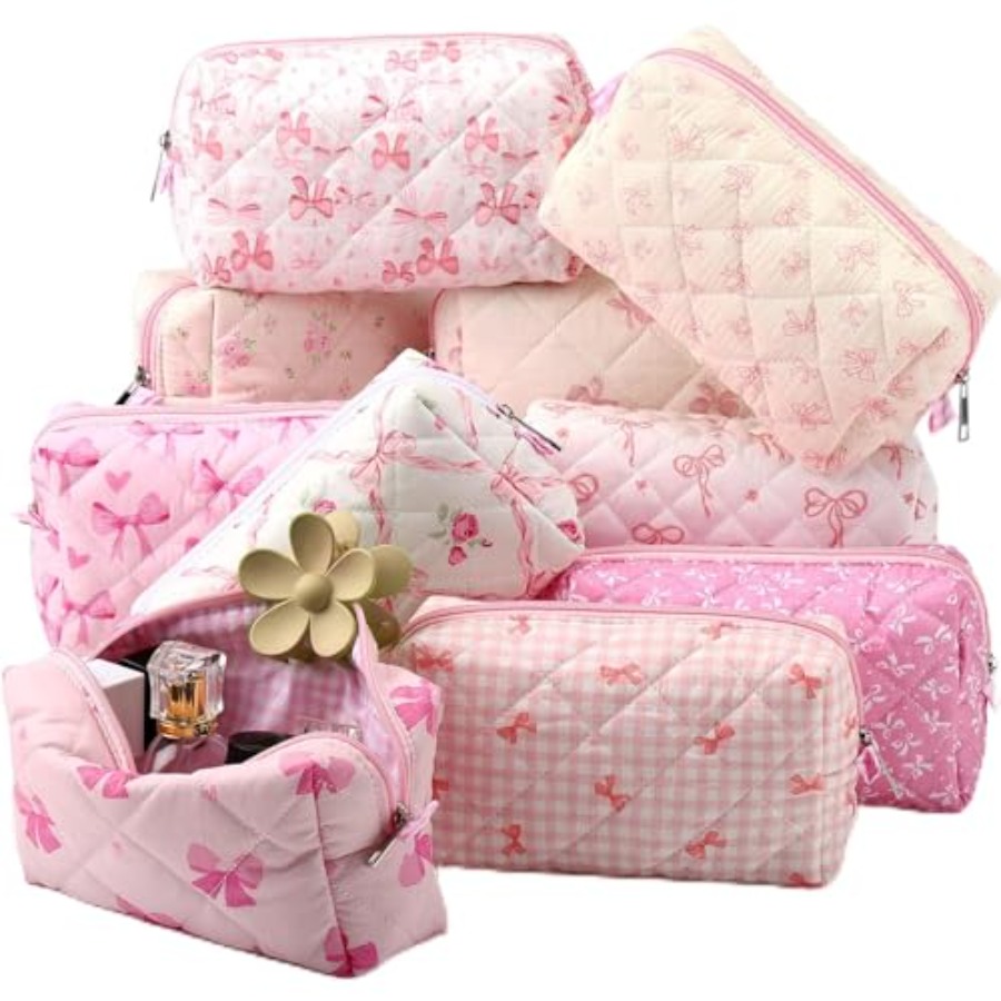 Women'S Bag - 10 Pcs Quilted Makeup Bag Bulk