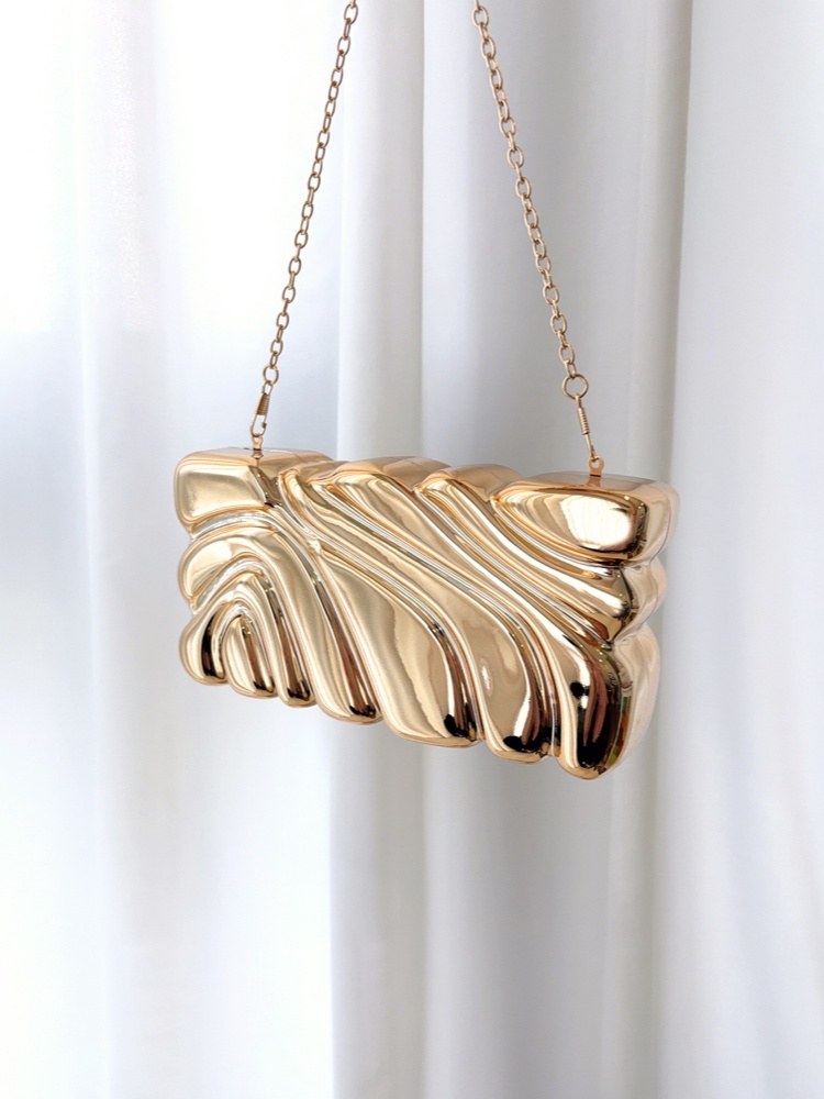 Women Handheld Bags - Acrylic Wing Striped Electroplated Box Bag