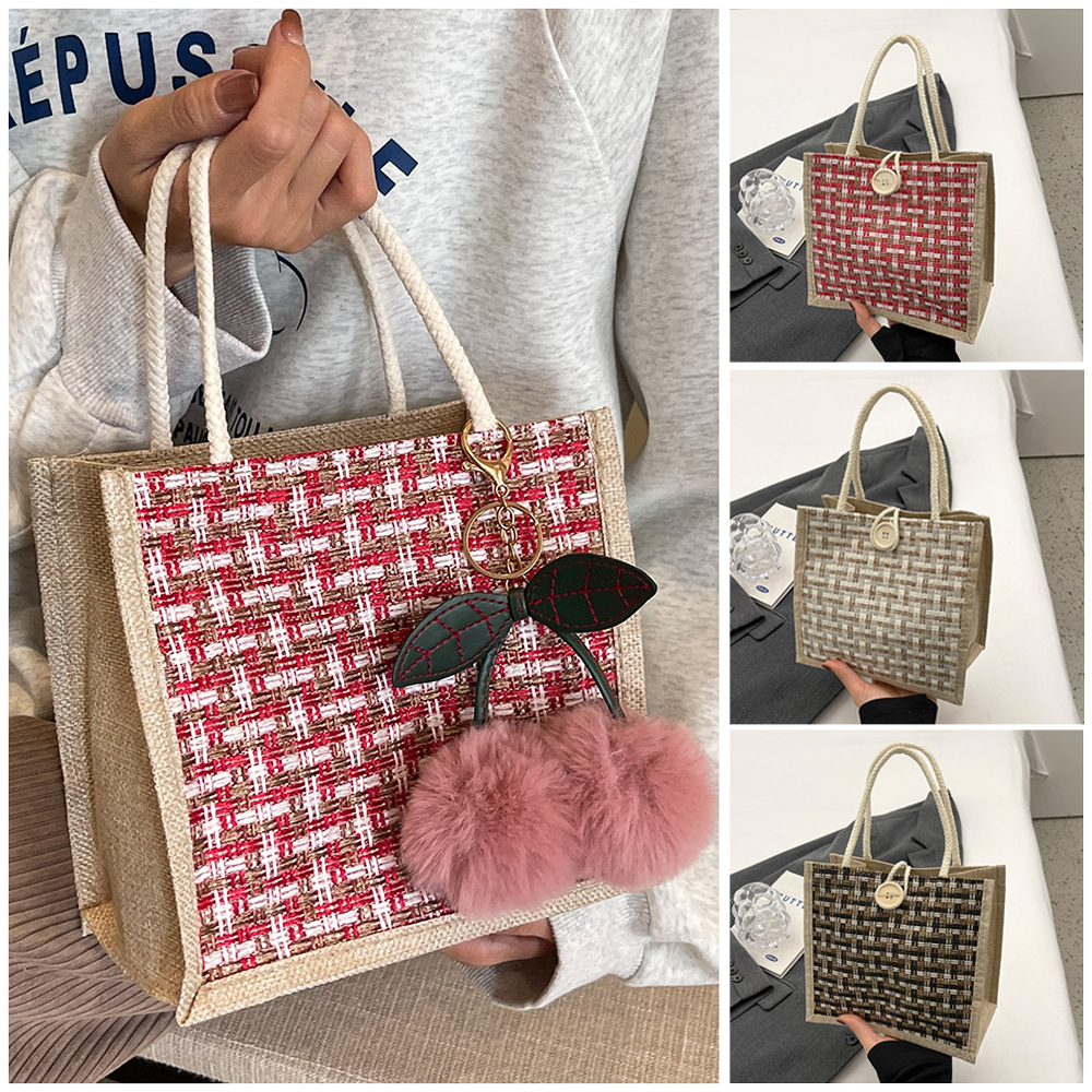 Jute Tote Bag Woven Linen Hand - Women Bags Jute incelemesi ve fiyatı