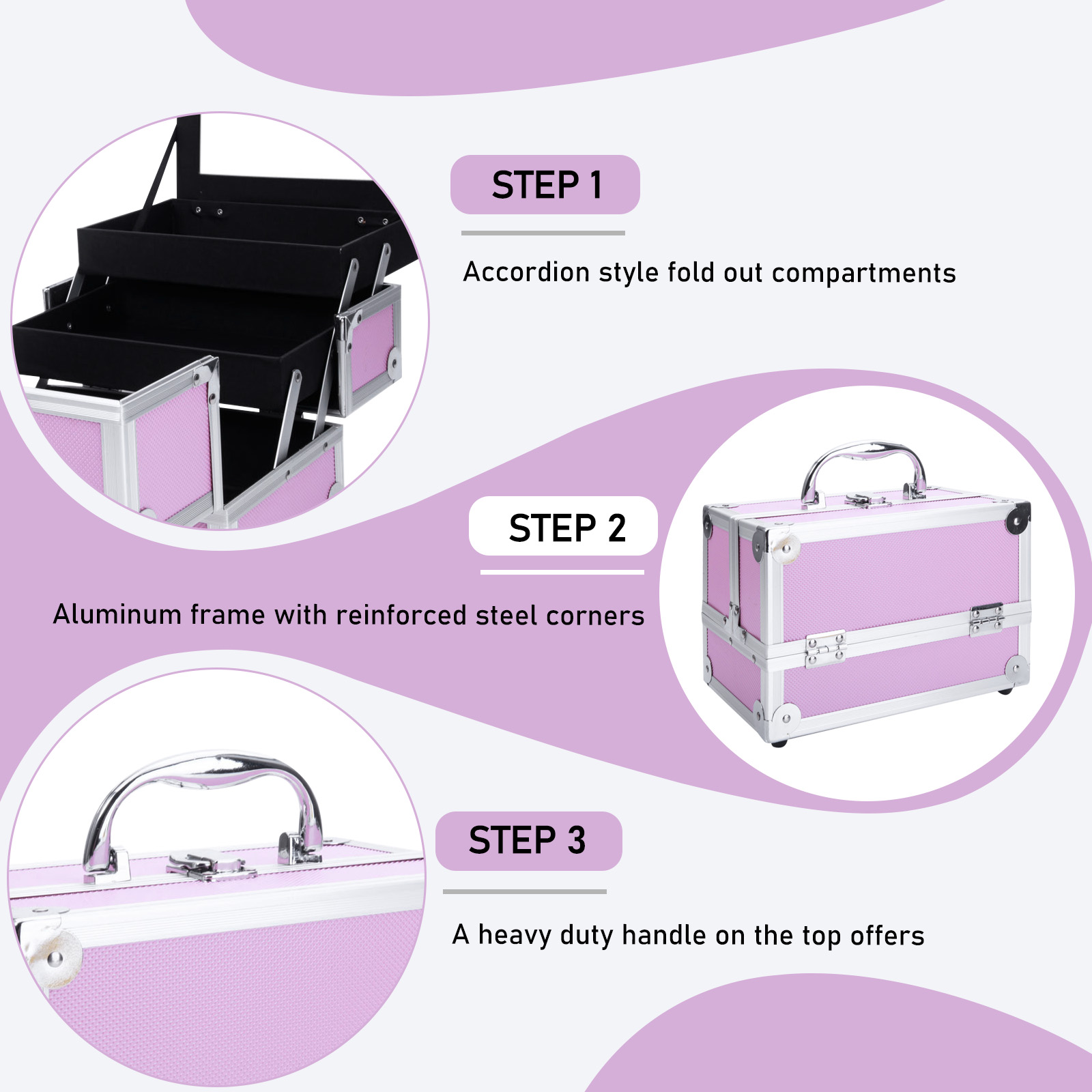 Pink Aluminum Alloy Makeup Cas - Women Handheld Bags incelemesi ve fiyatı