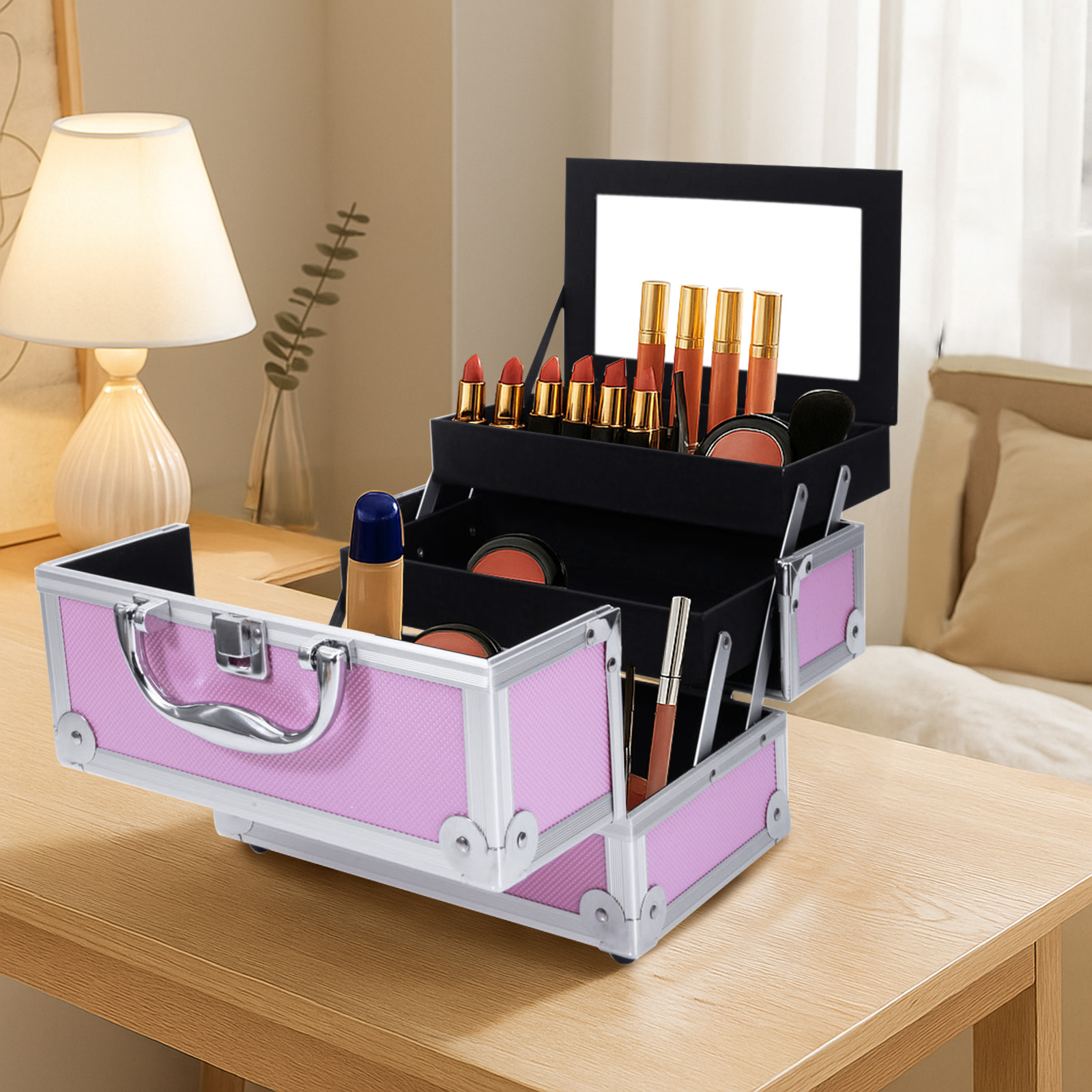 Pink Aluminum Alloy Makeup Cas - Women Handheld Bags incelemesi ve fiyatı