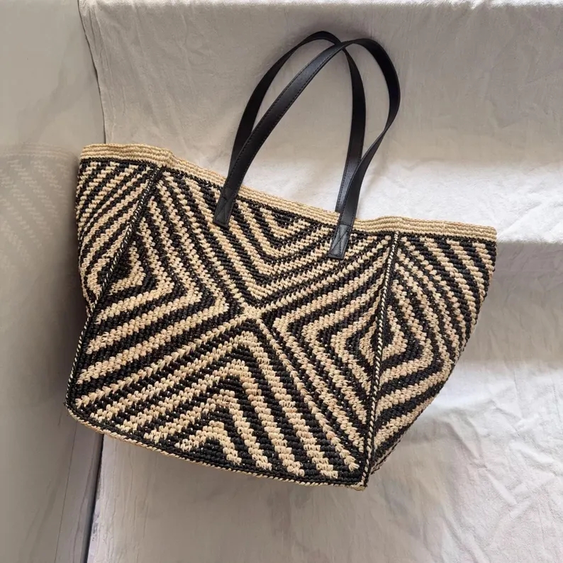 Oversized large Raffia straw t - Women Bags Handmade incelemesi ve fiyatı