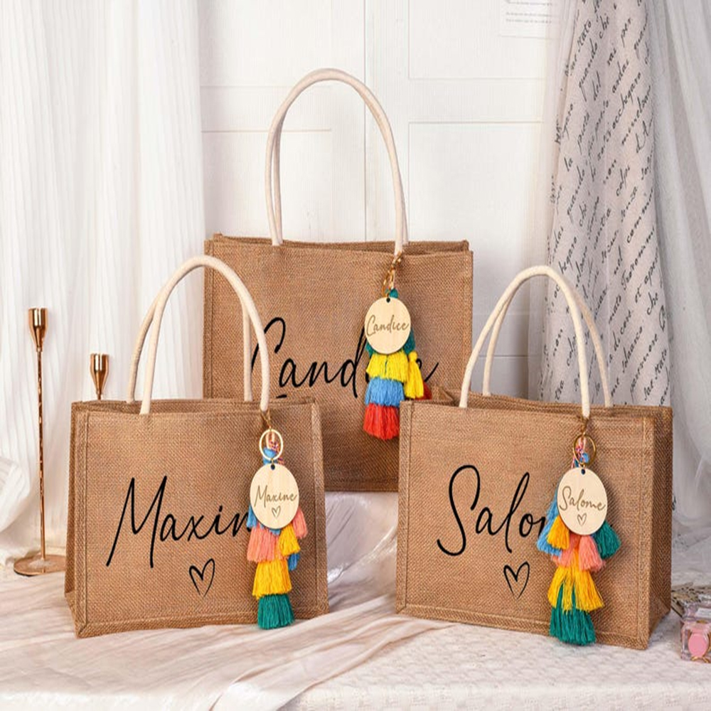 Custom Name Beach Bag Elegant  - Women Bags Jute incelemesi ve fiyatı