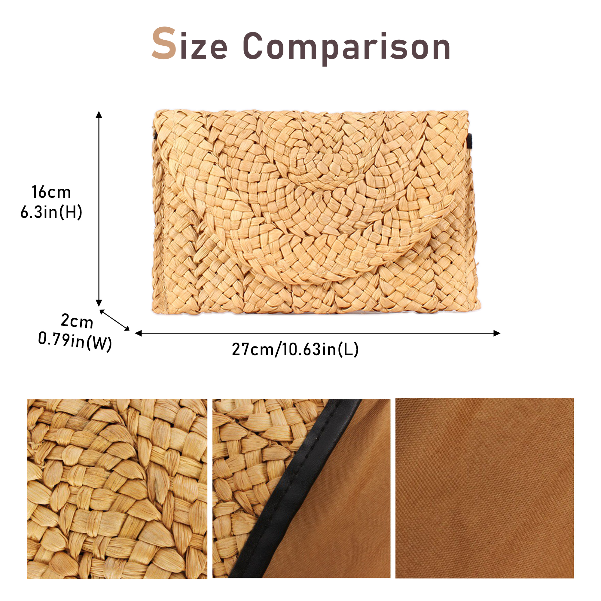 Women Fashion Straw Clutch Bag - Flap Bag Envelope incelemesi ve fiyatı