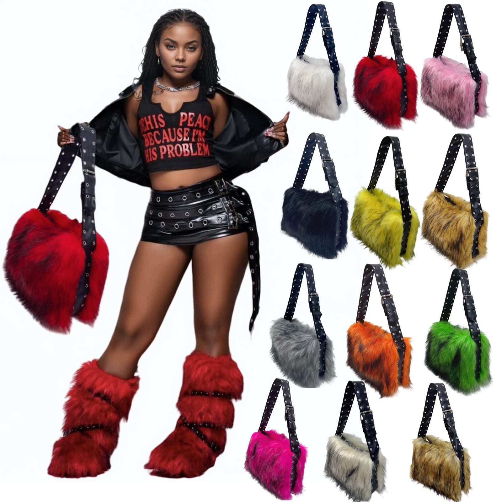 Y2K fox faux fur women's bag s - Women Bags Accessories incelemesi ve fiyatı