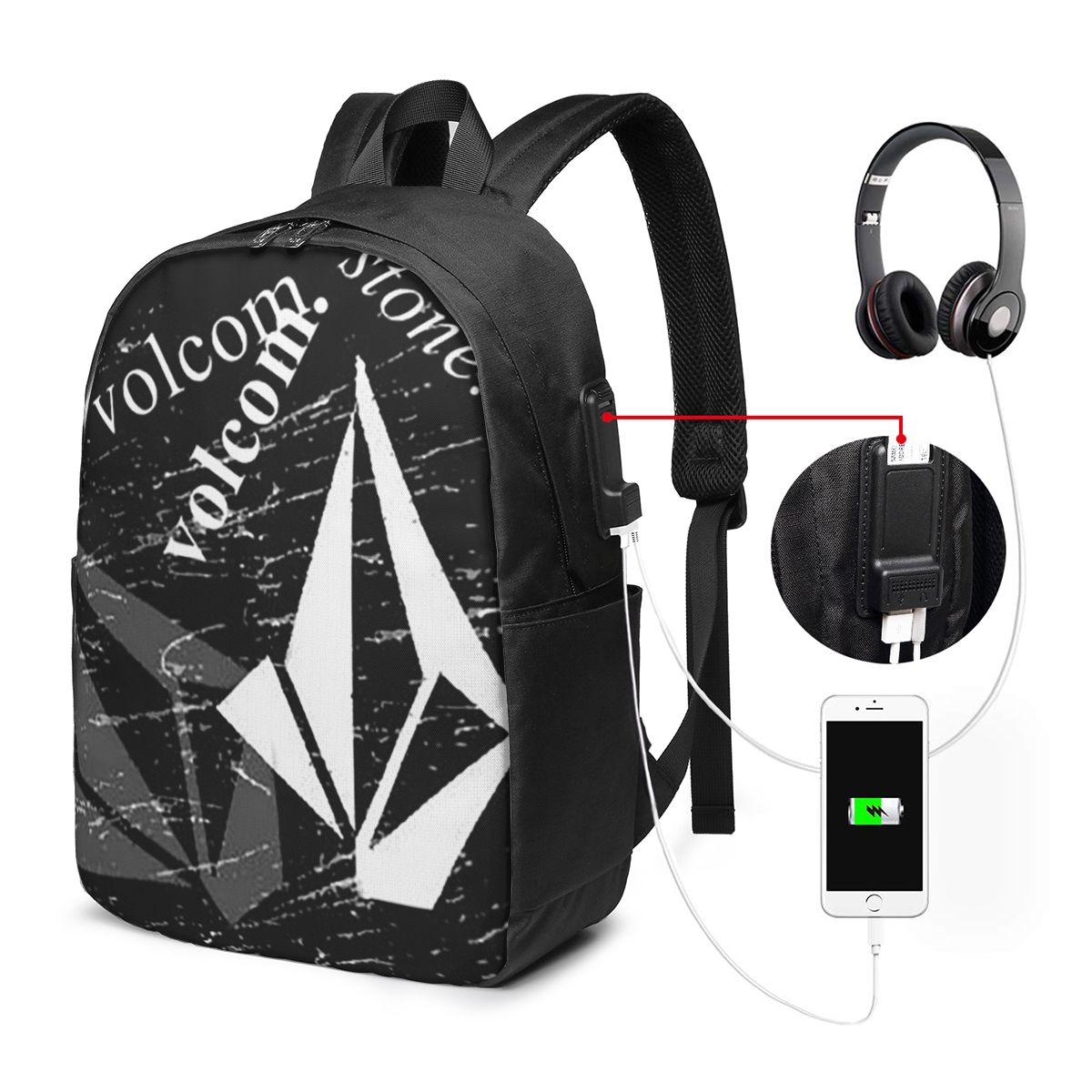 V-Volcom Logo Backpack Travel  - Women Bags For Laptop incelemesi ve fiyatı