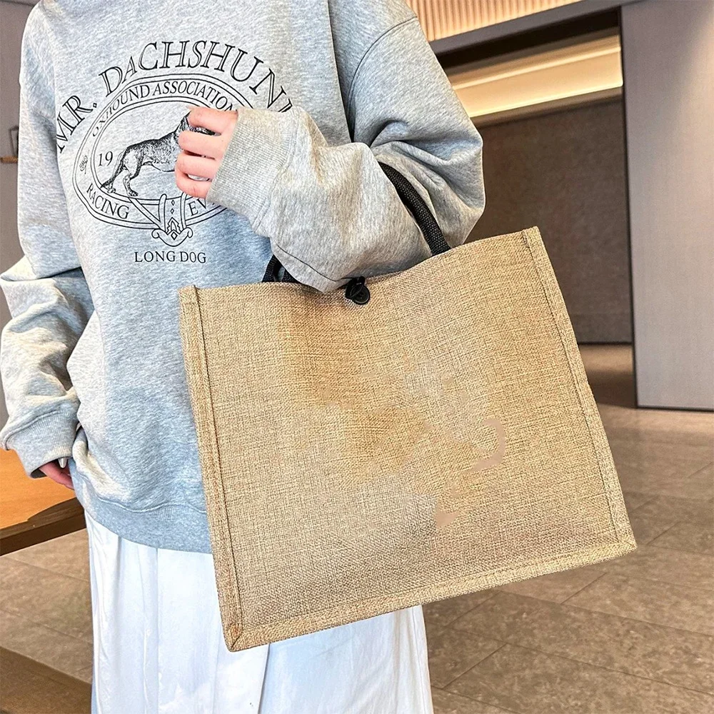 Flax Bag Fastener Handbag Orga - Women Bags Jute incelemesi ve fiyatı