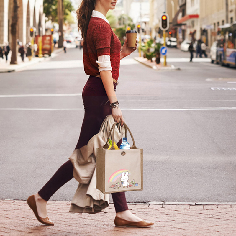 Cute Rainbow Bunny Jute Tote B - Women Bags Jute incelemesi ve fiyatı