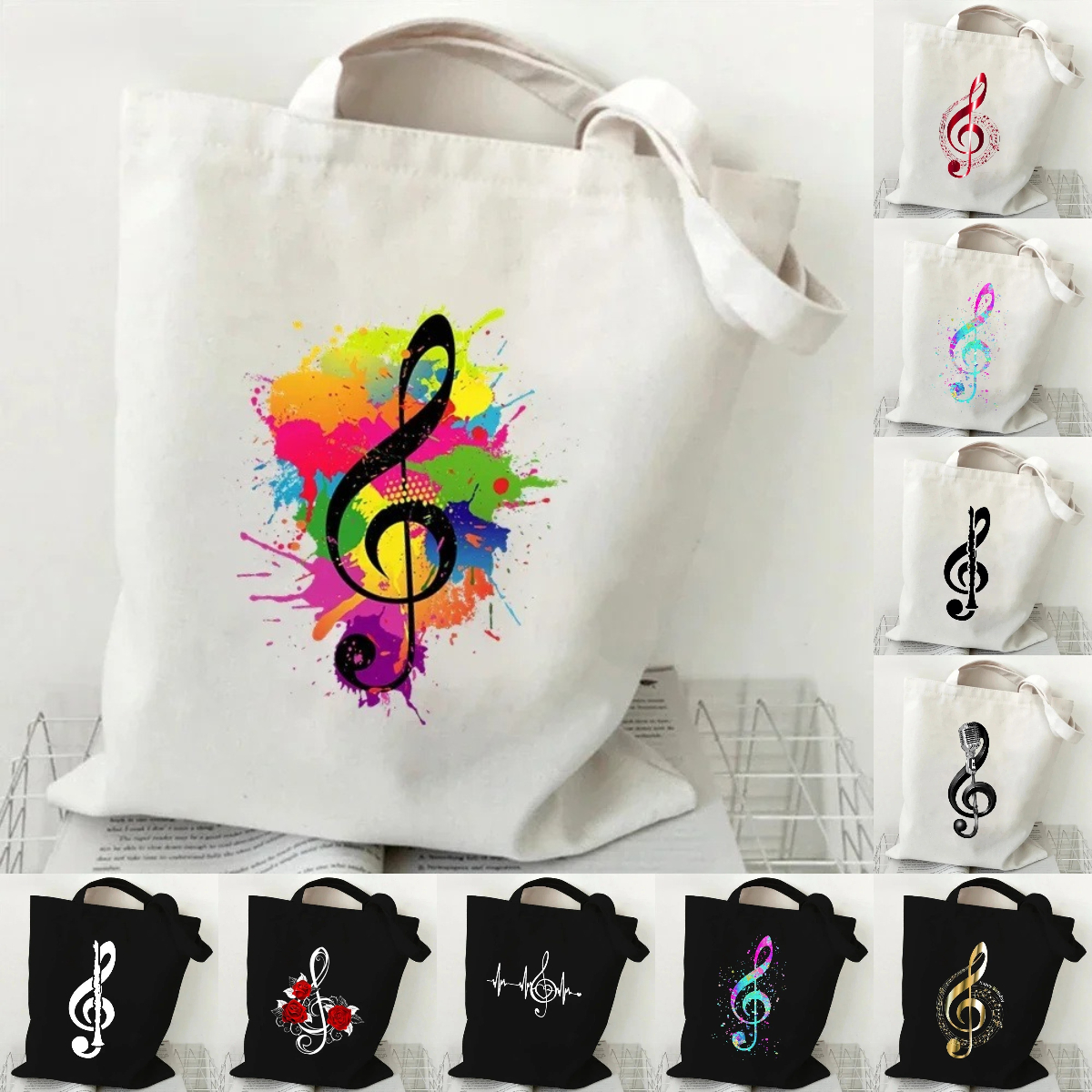 Music Note Heartbeat Printed C - Women Handheld Bags incelemesi ve fiyatı